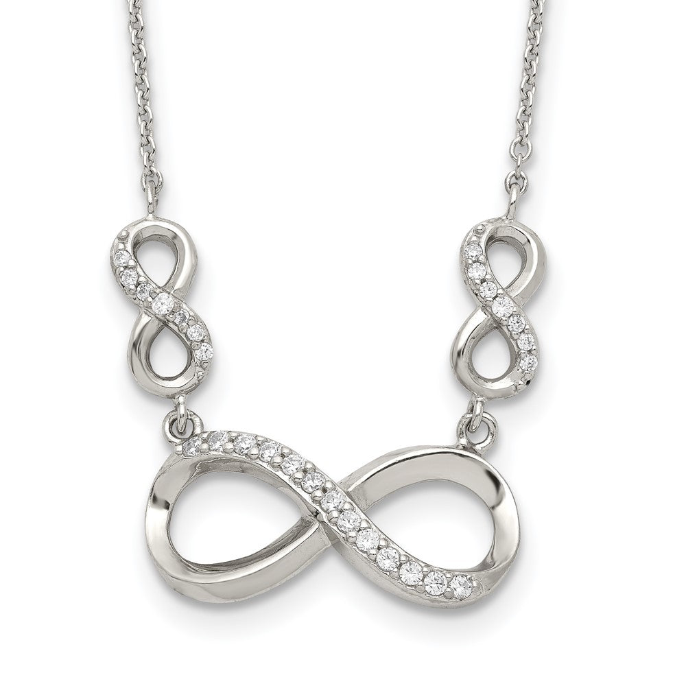 Sterling Silver Rhodium-Plated Polished Cz Infinity Symbol Necklace