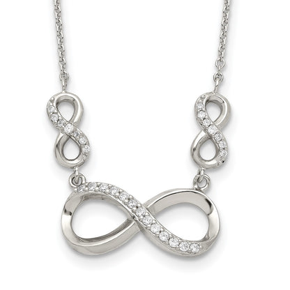 Sterling Silver Rhodium-Plated Polished Cz Infinity Symbol Necklace