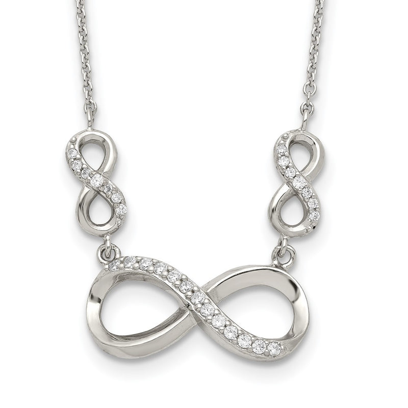Sterling Silver Rhodium-Plated Polished Cz Infinity Symbol Necklace