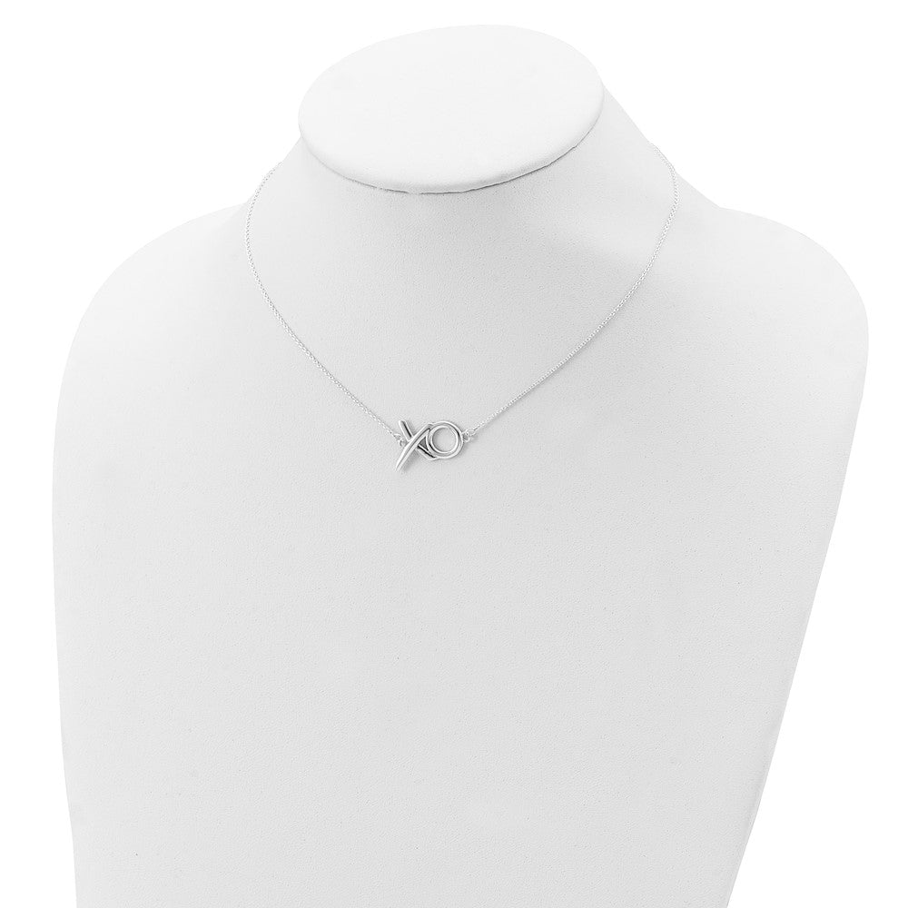 Sterling Silver Polished Xo W/2In. Ext. Necklace