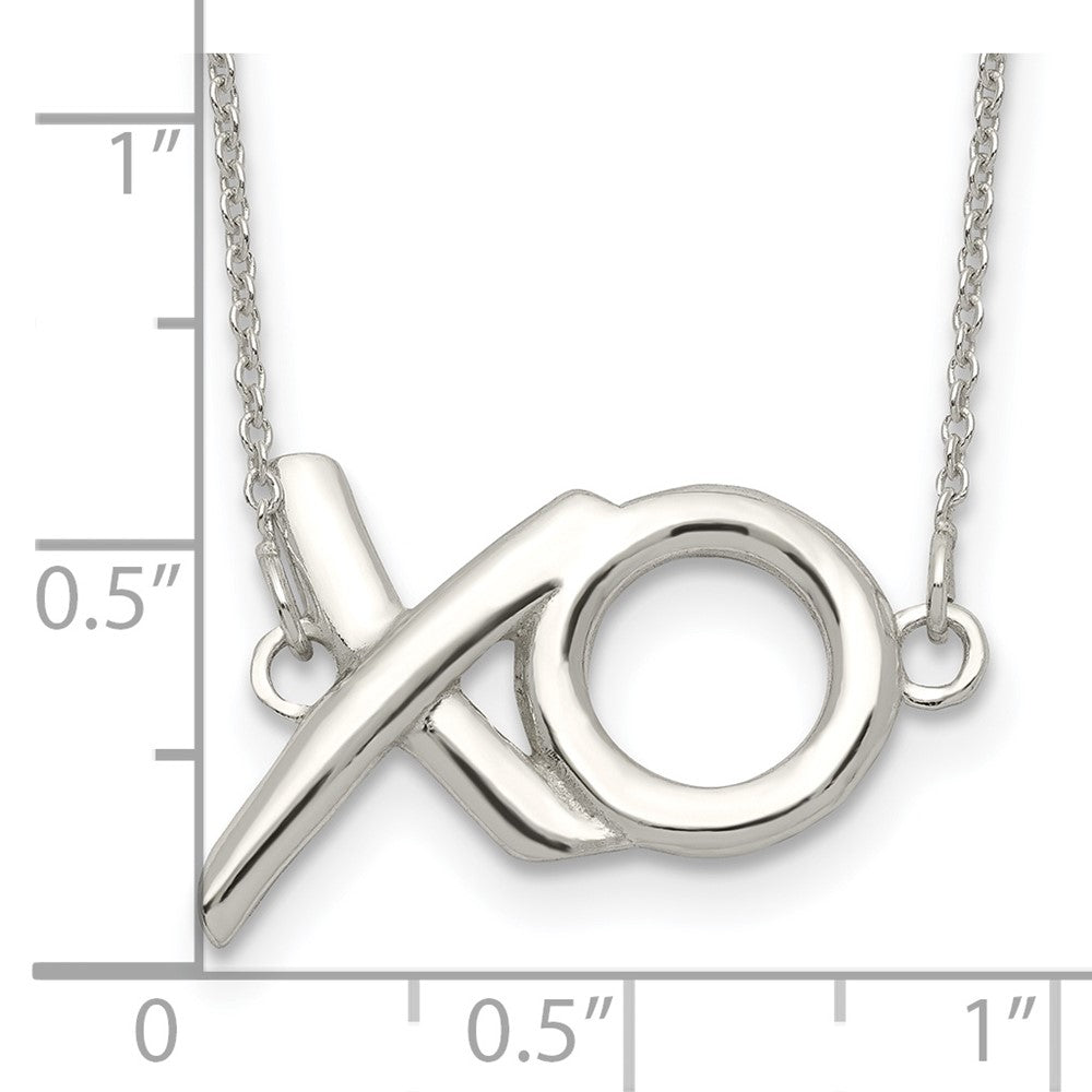 Sterling Silver Polished Xo W/2In. Ext. Necklace