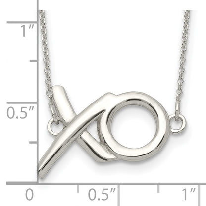 Sterling Silver Polished Xo W/2In. Ext. Necklace