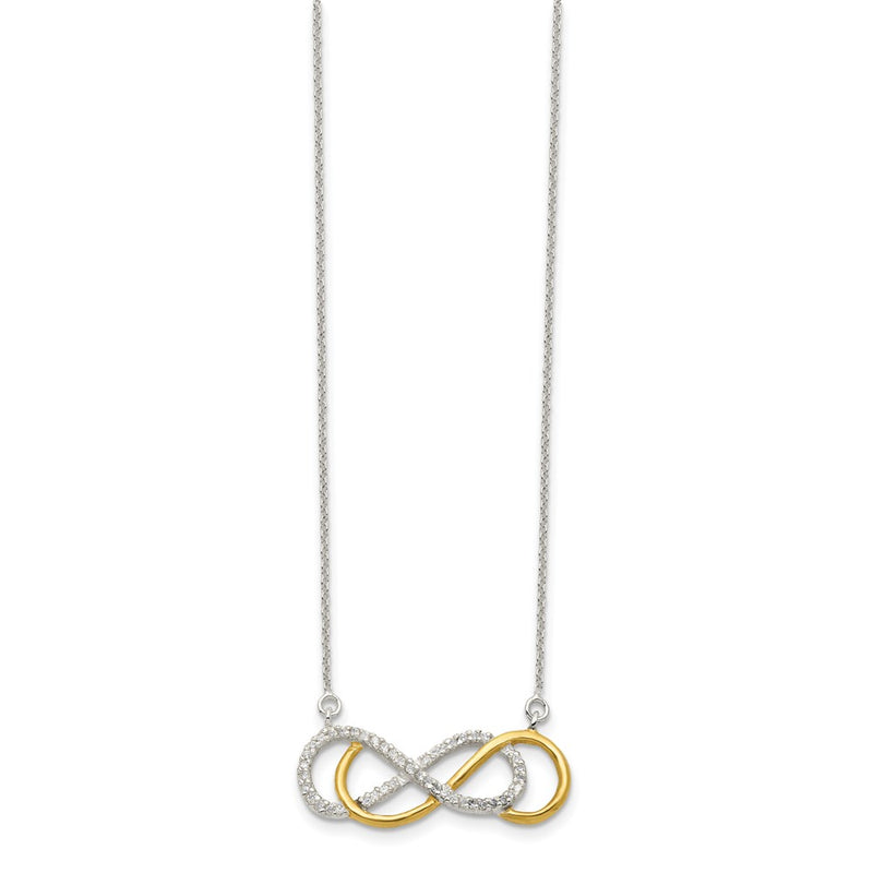 Sterling Silver Flash Gold-Plated Cz Infinity Necklace