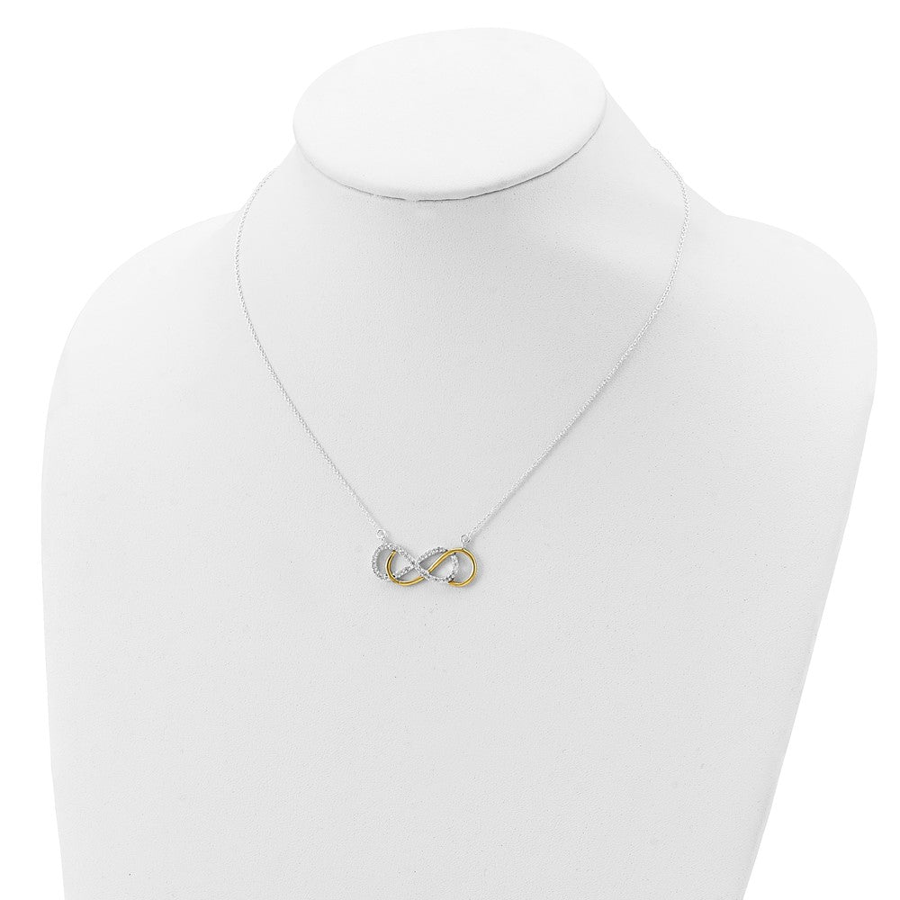 Sterling Silver Flash Gold-Plated Cz Infinity Necklace