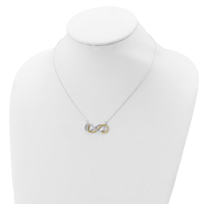 Sterling Silver Flash Gold-Plated Cz Infinity Necklace