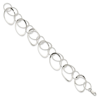 7.5 Inch Sterling Silver Polished And Textured Circle 7.5In Bracelet