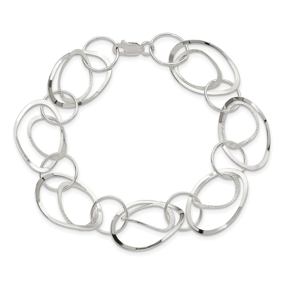 7.5 Inch Sterling Silver Polished And Textured Circle 7.5In Bracelet