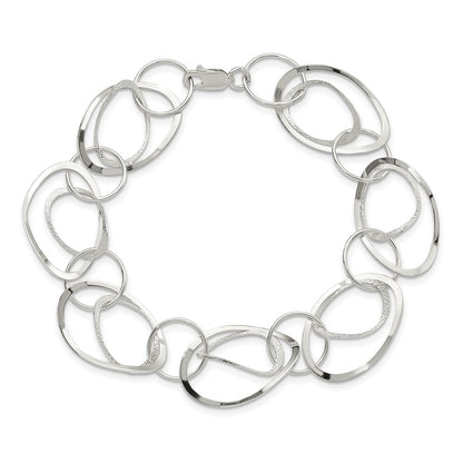 7.5 Inch Sterling Silver Polished And Textured Circle 7.5In Bracelet