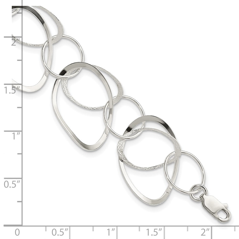 7.5 Inch Sterling Silver Polished And Textured Circle 7.5In Bracelet