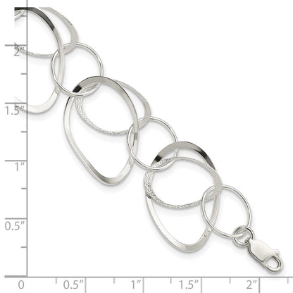 7.5 Inch Sterling Silver Polished And Textured Circle 7.5In Bracelet