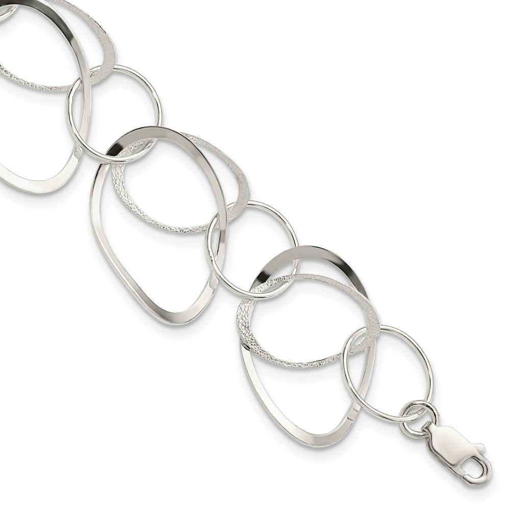 7.5 Inch Sterling Silver Polished And Textured Circle 7.5In Bracelet