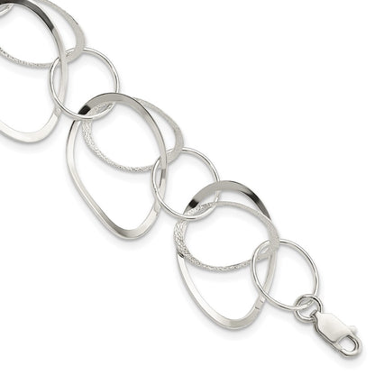7.5 Inch Sterling Silver Polished And Textured Circle 7.5In Bracelet