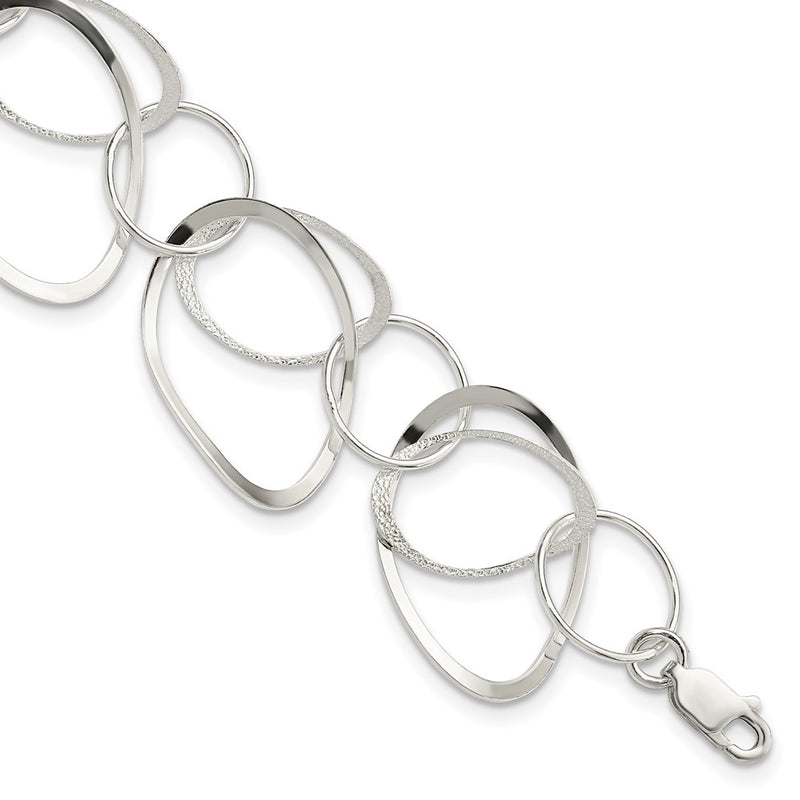 7.5 Inch Sterling Silver Polished And Textured Circle 7.5In Bracelet