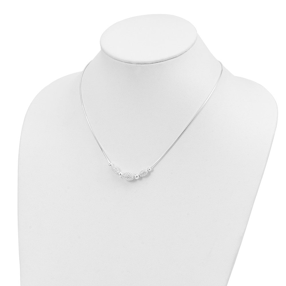 18 Inch Sterling Silver Rhodium-Plated Filigree Beads Fancy Chain Necklace