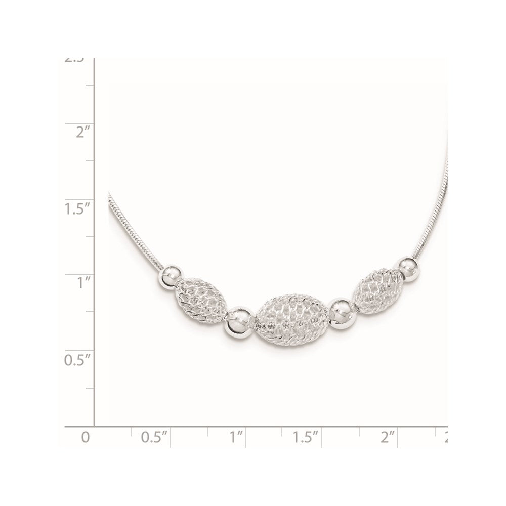 18 Inch Sterling Silver Rhodium-Plated Filigree Beads Fancy Chain Necklace