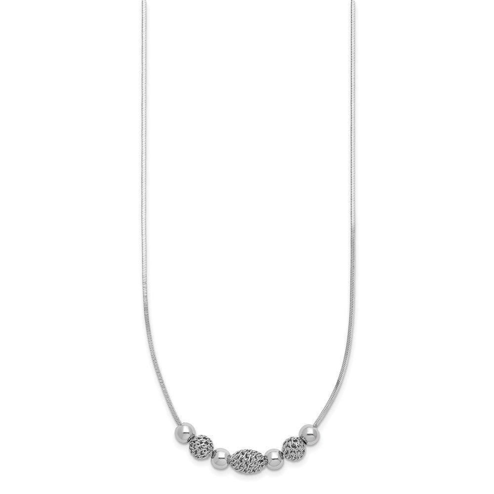 Sterling Silver Rhodium-Plated Polished Filigree Bead Necklace