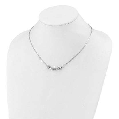 Sterling Silver Rhodium-Plated Polished Filigree Bead Necklace