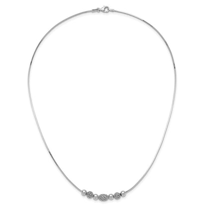 Sterling Silver Rhodium-Plated Polished Filigree Bead Necklace