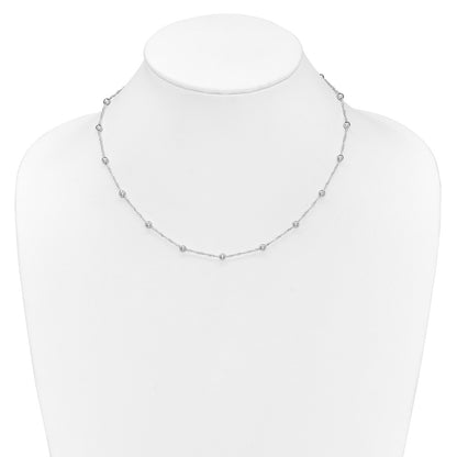 Sterling Silver Polished Beaded 18In Necklace