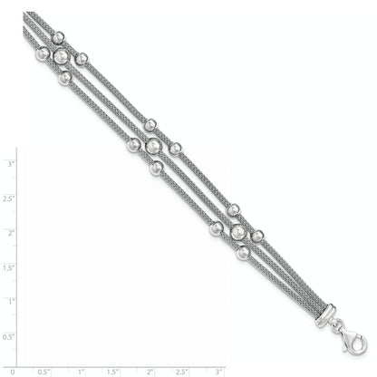 7.5 Inch Sterling Silver Polished Mesh 3-Strand Bracelet