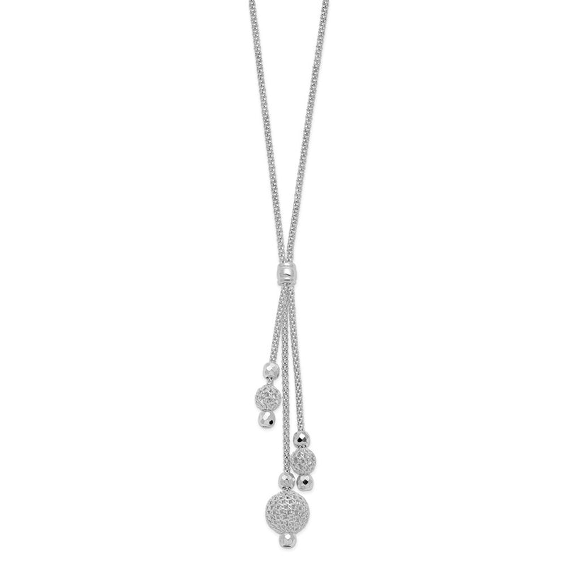Sterling Silver Rhodium-Plated Beaded Necklace