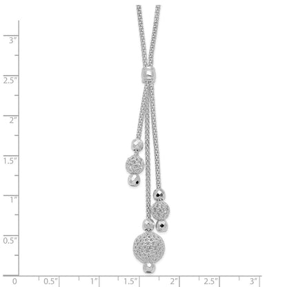 Sterling Silver Rhodium-Plated Beaded Necklace