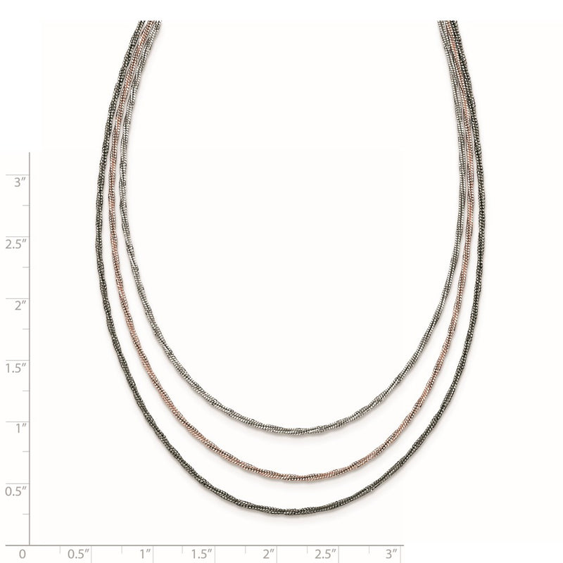Sterling Silver Rose-Tone & Ruthenium-Plated W/1.75In Ext Necklace