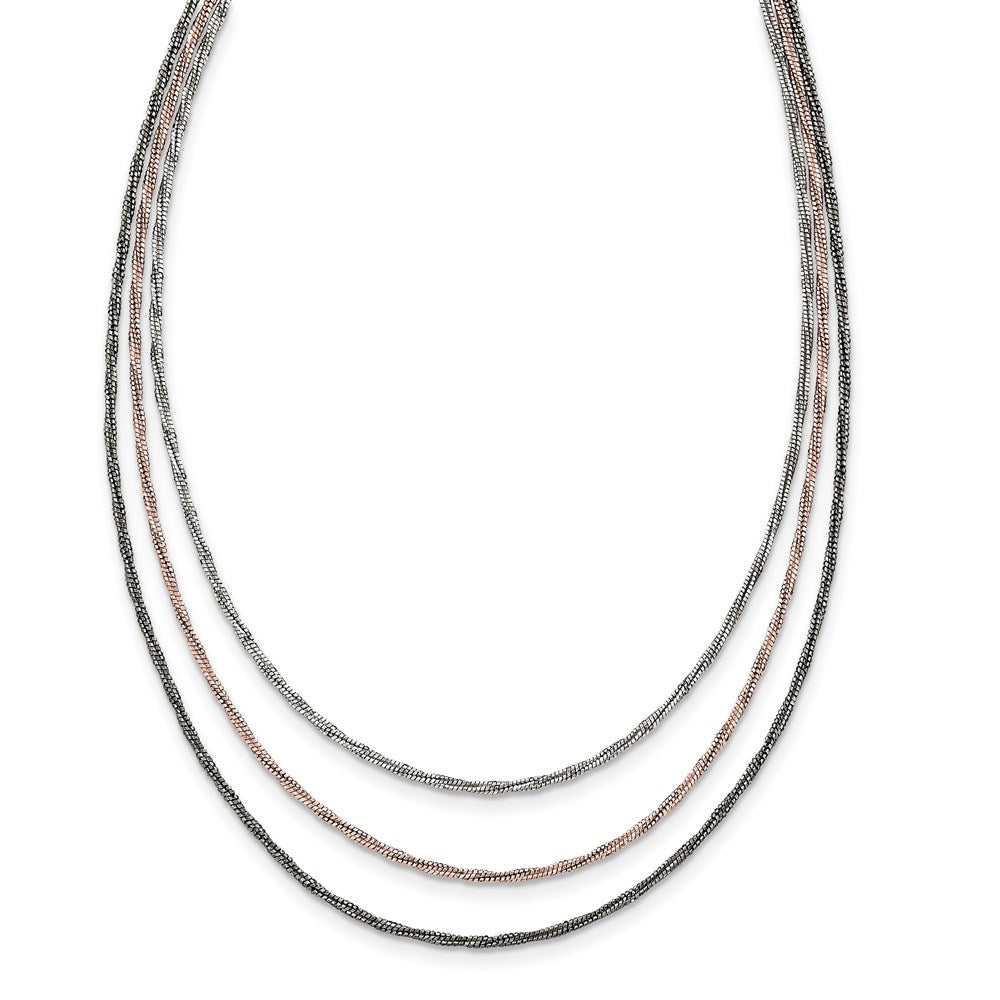 Sterling Silver Rose-Tone & Ruthenium-Plated W/1.75In Ext Necklace