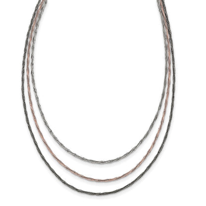 Sterling Silver Rose-Tone & Ruthenium-Plated W/1.75In Ext Necklace