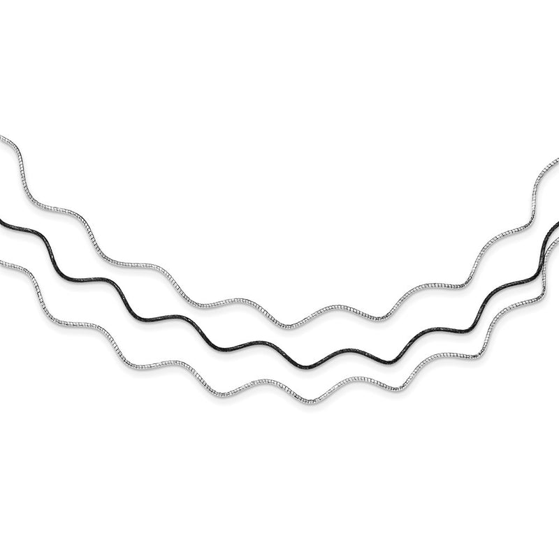 Sterling Silver Ruthenium-Plated W/1.5In. Ext Wavy Wire Necklace