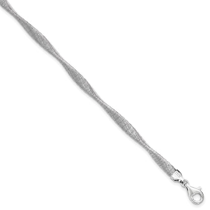 7.5 Inch Sterling Silver Polished Textured Twisted Bracelet