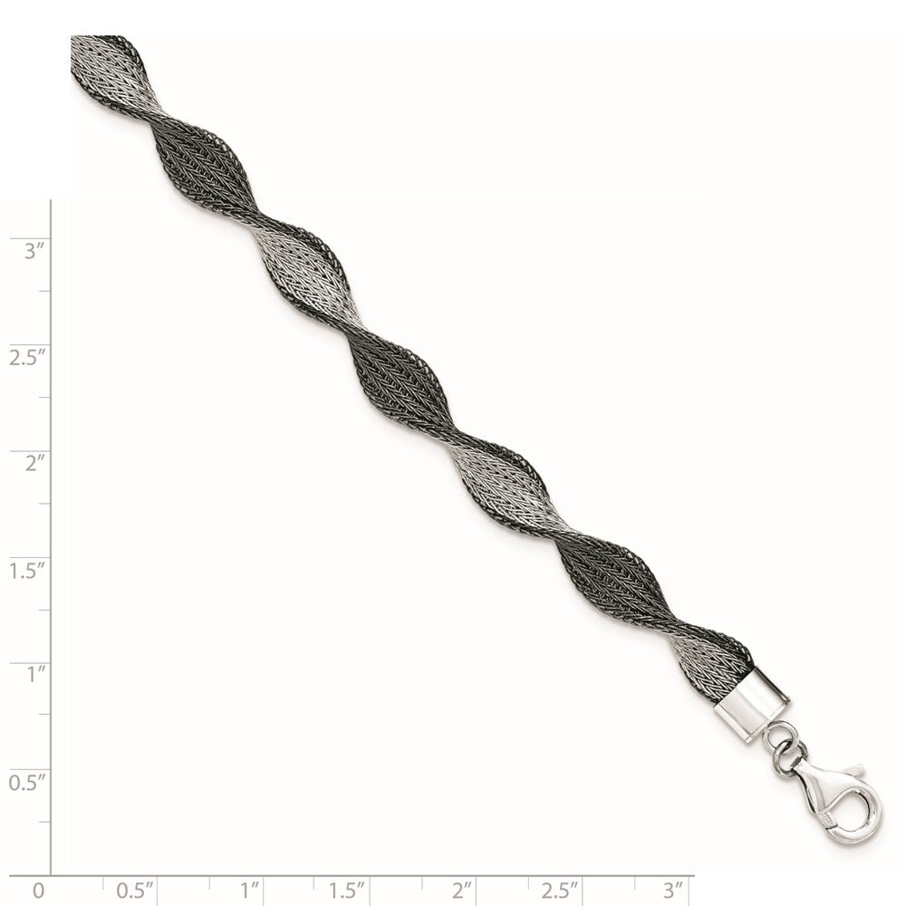 Sterling Silver Polished Ruthenium Twist Chain Bracelet