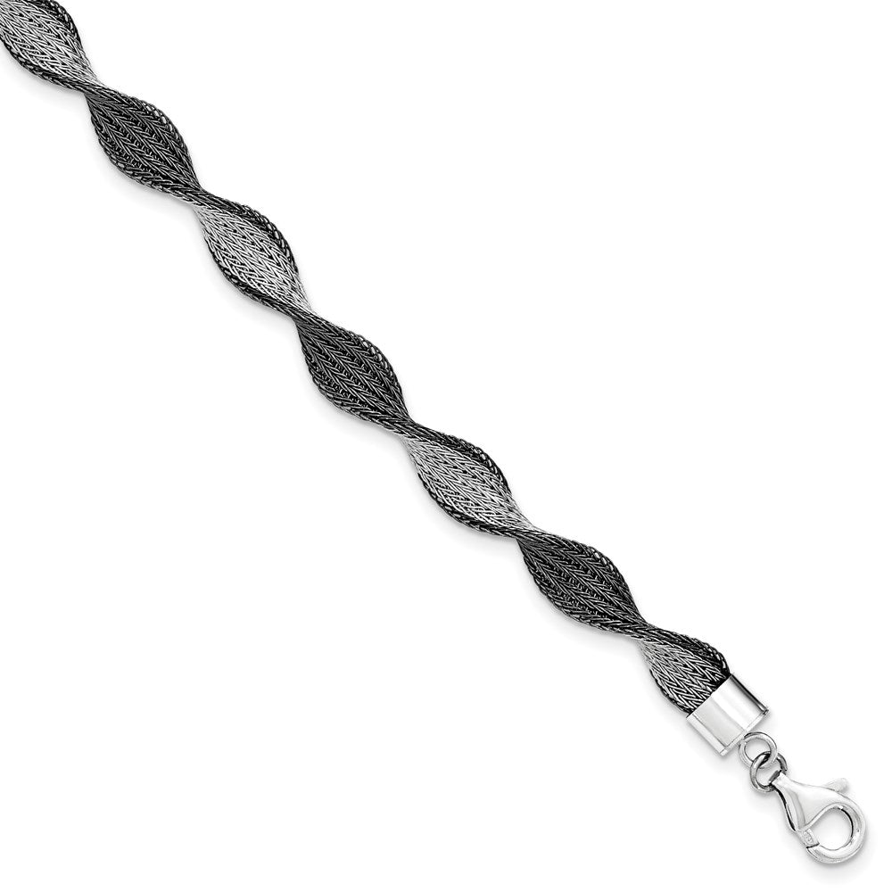 Sterling Silver Polished Ruthenium Twist Chain Bracelet