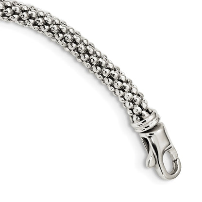 Sterling Silver Rose And Yellow Gold Tone Cz Beads Mesh Necklace