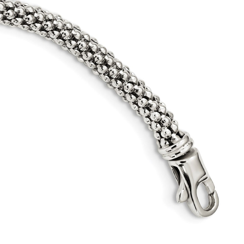 Sterling Silver Rose And Yellow Gold Tone Cz Beads Mesh Necklace