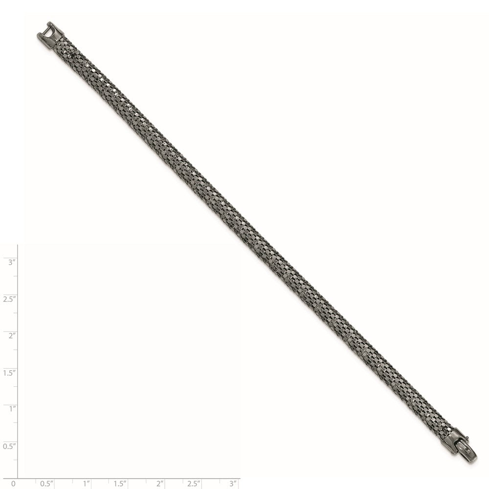 7.5 Inch Sterling Silver Black Rhodium Mesh Bracelet