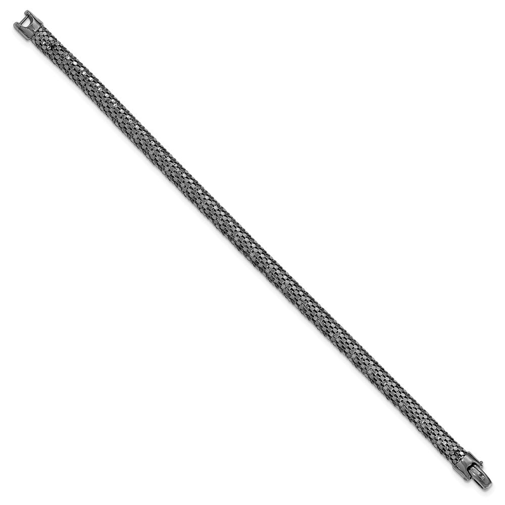 7.5 Inch Sterling Silver Black Rhodium Mesh Bracelet