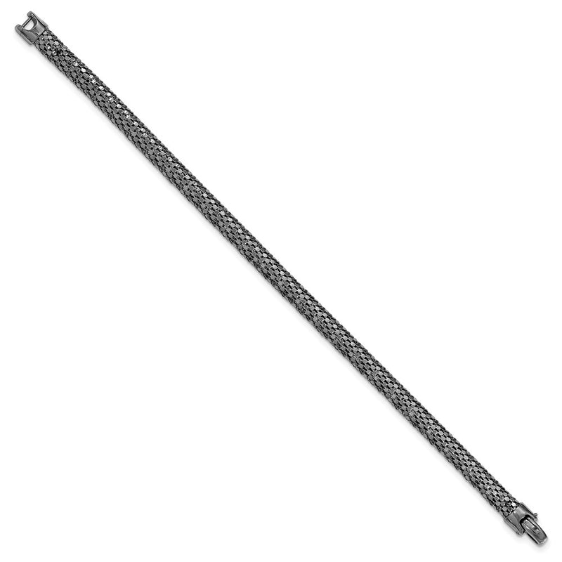 7.5 Inch Sterling Silver Black Rhodium Mesh Bracelet