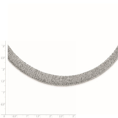 Sterling Silver Rhodium-Plated Fancy Domed Necklace