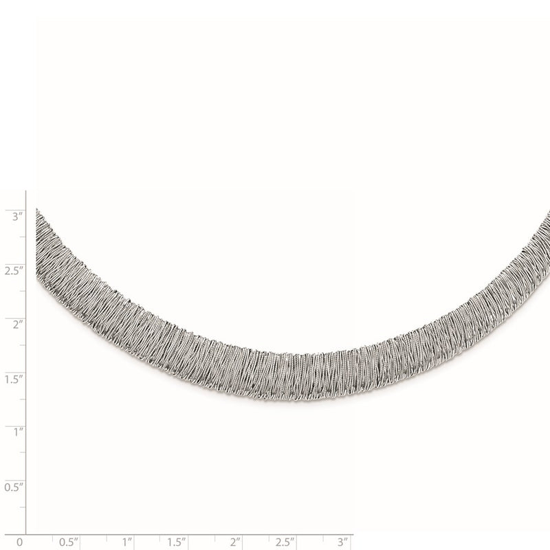 Sterling Silver Rhodium-Plated Fancy Domed Necklace
