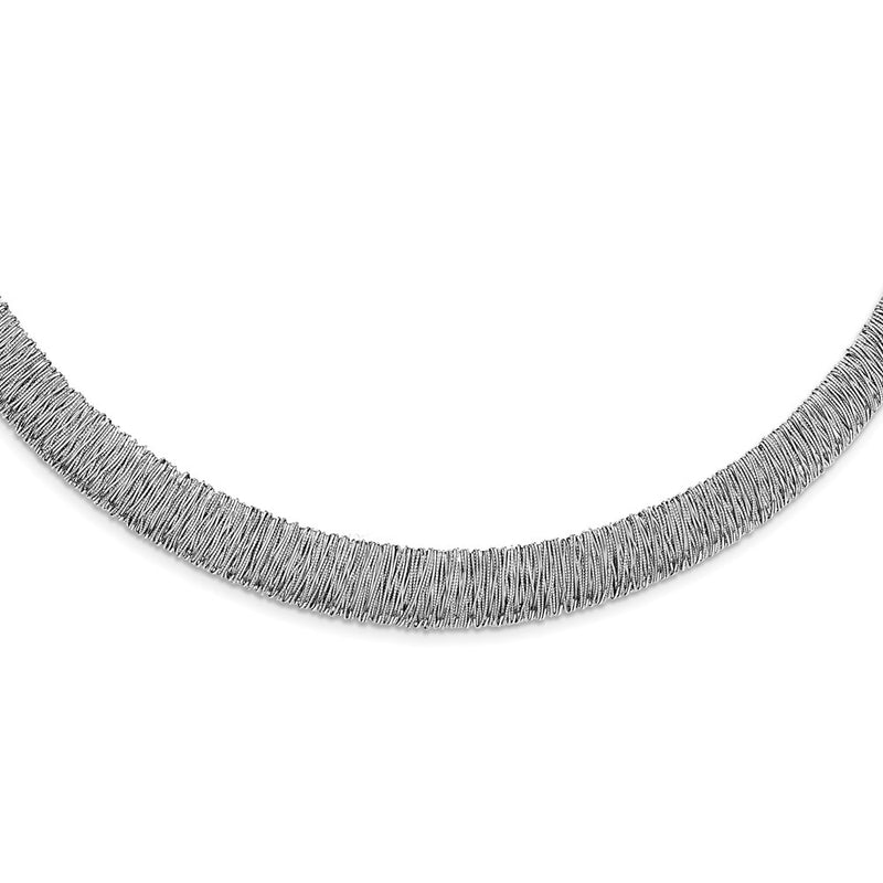 Sterling Silver Rhodium-Plated Fancy Domed Necklace