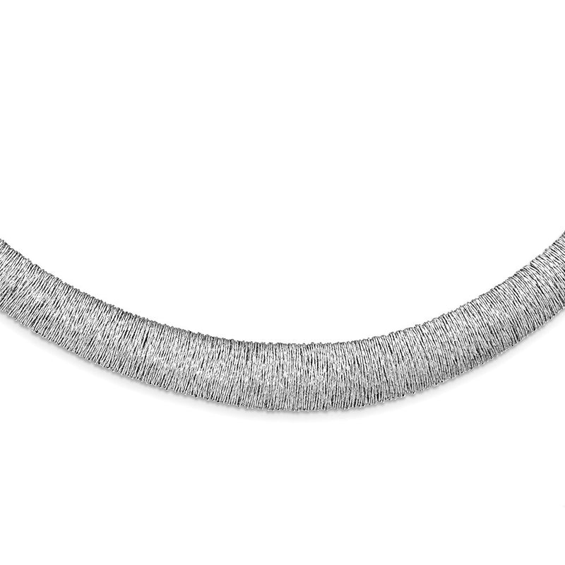 Sterling Silver Rhodium-Plated Polished Fancy Domed Necklace