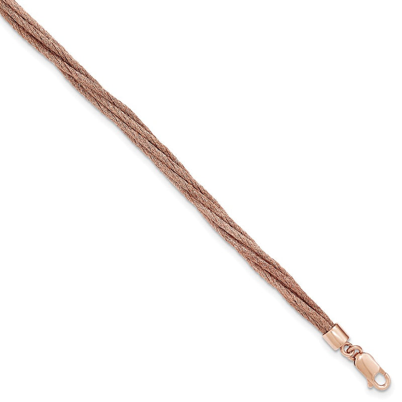 7.5 Inch Sterling Silver Rose-Tone Wire Mesh 6 Strand Bracelet