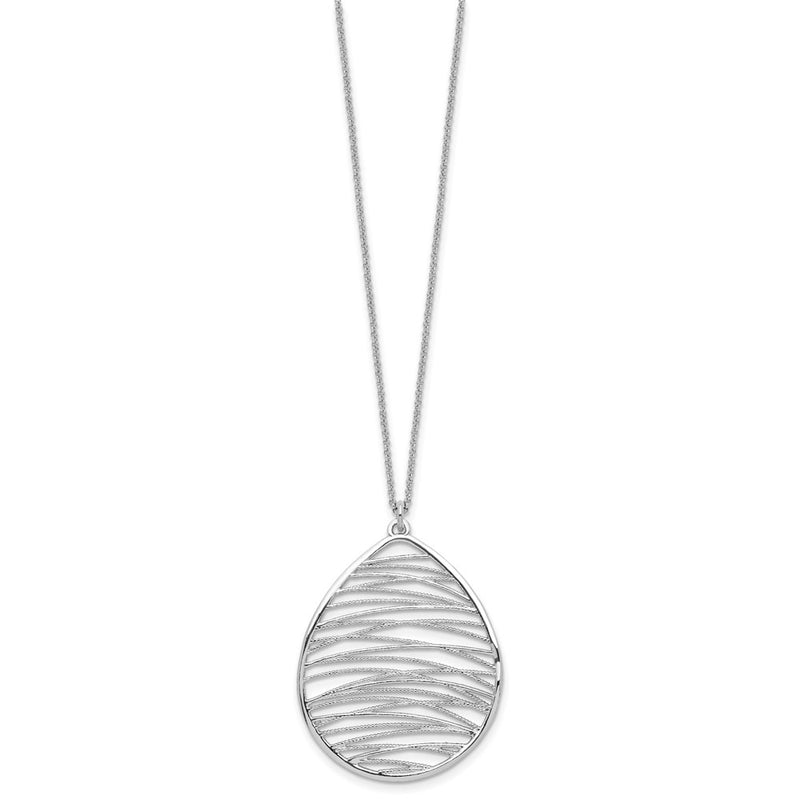 Sterling Silver Rhodium-Plated Polished W/ 1.75In Ext. Necklace