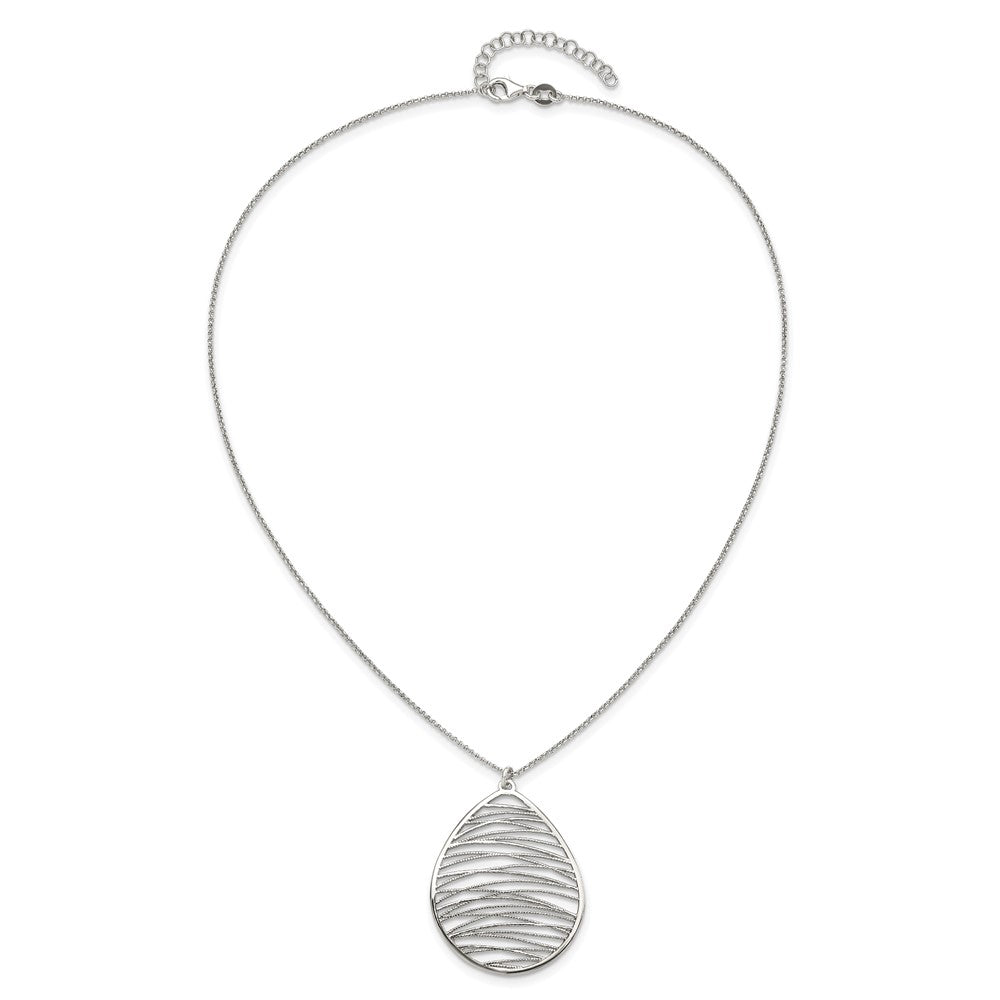 Sterling Silver Rhodium-Plated Polished W/ 1.75In Ext. Necklace