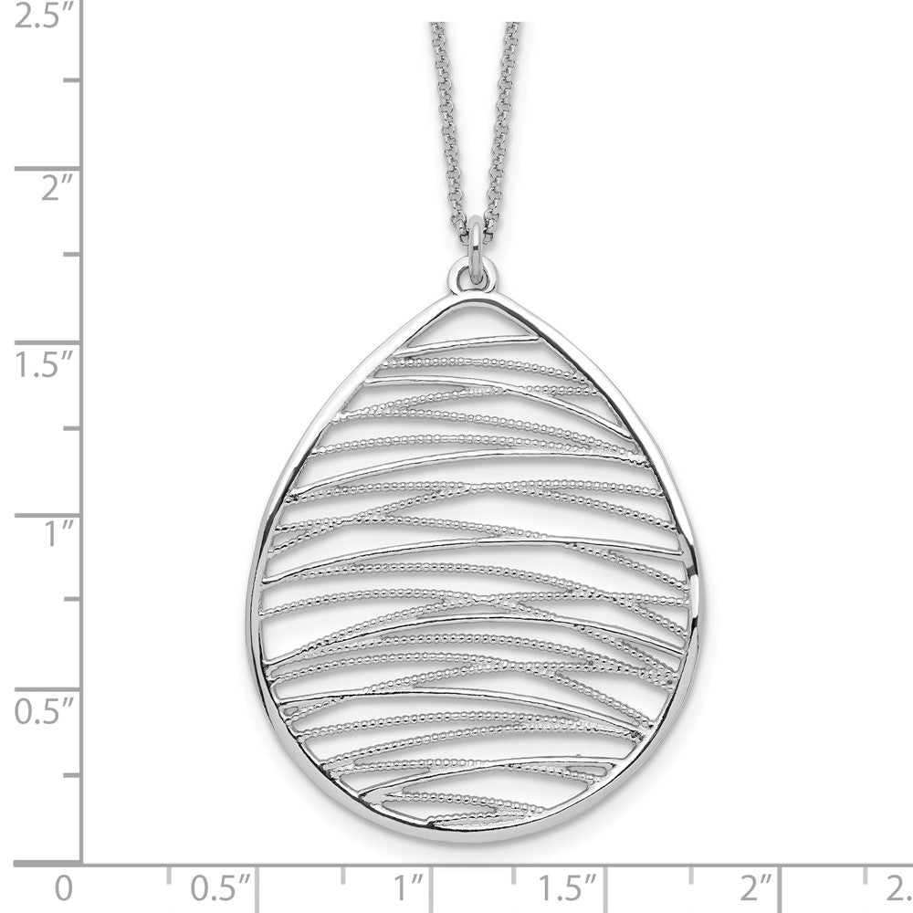 Sterling Silver Rhodium-Plated Polished W/ 1.75In Ext. Necklace