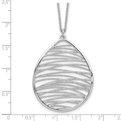 Sterling Silver Rhodium-Plated Polished W/ 1.75In Ext. Necklace