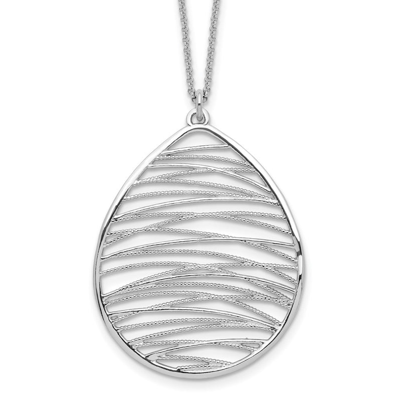 Sterling Silver Rhodium-Plated Polished W/ 1.75In Ext. Necklace