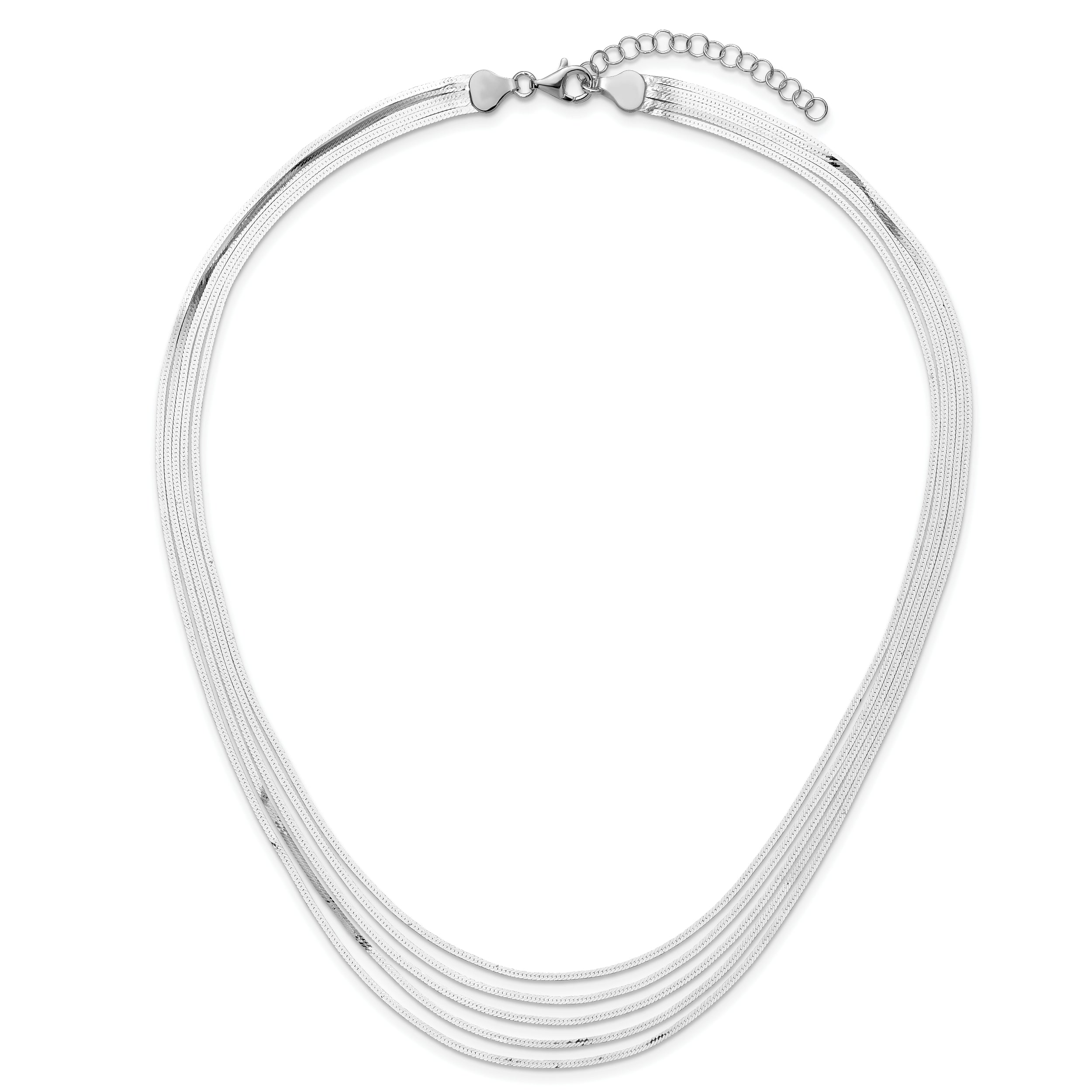 17 Inch Sterling Silver 5-Strand Herringbone Chain W/2In Ext Necklace