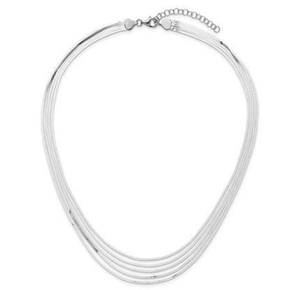 17 Inch Sterling Silver 5-Strand Herringbone Chain W/2In Ext Necklace